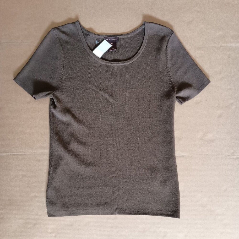 NWT Multiples short sleeve brown sweater size XS